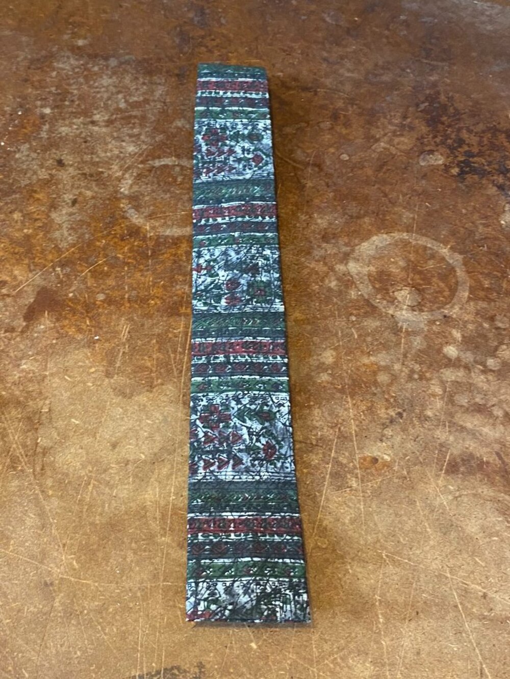 1980s ERNST San Francisco Square Flat Bottom Tie Slim Abstract Batik Vintage